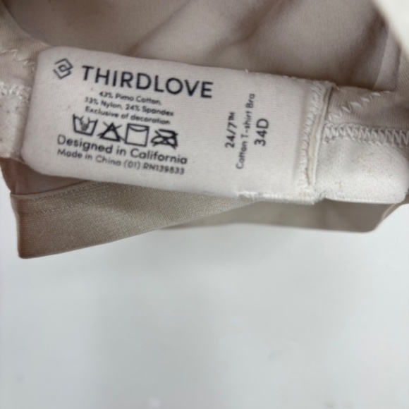 Third Love 24/7 Pima Cotton T-Shirt Bra 34D Set of 2 Lined Underwire Black White - Picture 10 of 11